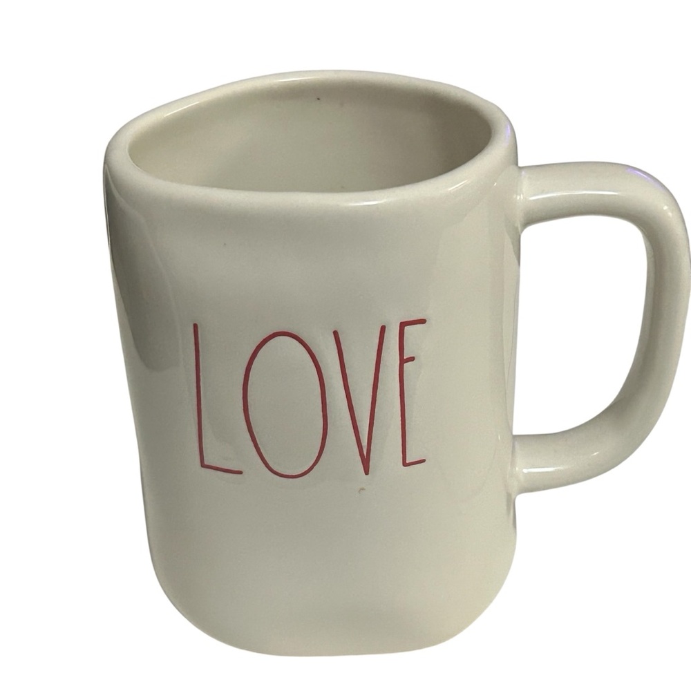Rae Dunn White Mug with Red 'Love' Inscription